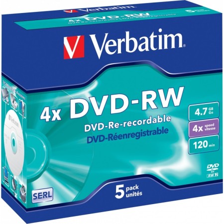 Verbatim DVD-RW 4.7GB 5-Pack Jewel Case