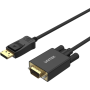 Unitek DisplayPort to VGA Cable 1.8m Black/Gold