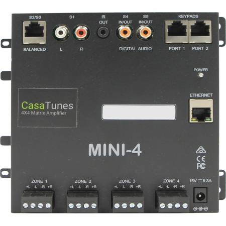 CasaTunes Matrix Amplifier with 5 Sources x 4 Zones