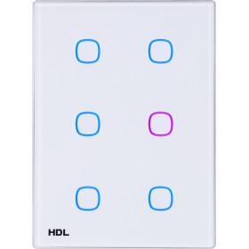 HDL iTouch Series Panel, 6 Buttons, White US