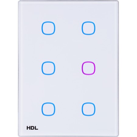 HDL iTouch Series Panel, 6 Buttons, White US