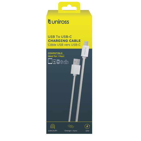 Uniross USB-A to USB-C Cable 2m White