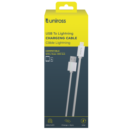 Uniross USB-A to Lightning Cable 2.0m White