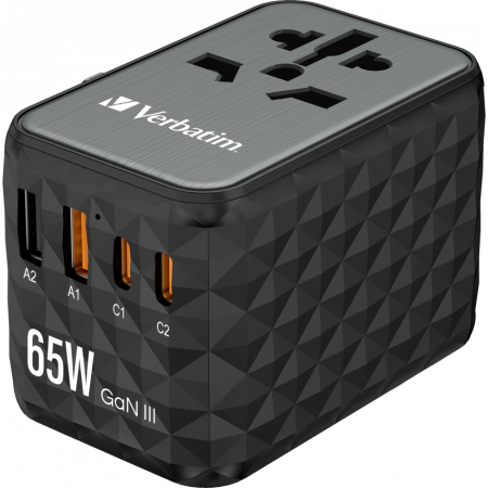 Verbatim Travel Adapter with GaN III, 65W, 5 Ports