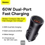 Baseus Car Charger U+C 60W Golden Contactor Max Dark Gray