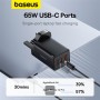 Baseus Charger Wall 65W USB-Cx2/USB-A UK + Cable