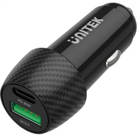 Unitek Charger for Car 38W USBC PD20W+USBA QC3.0