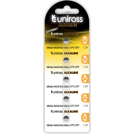 Uniross LR626 Alkaline-Coin Battery 10 Pack