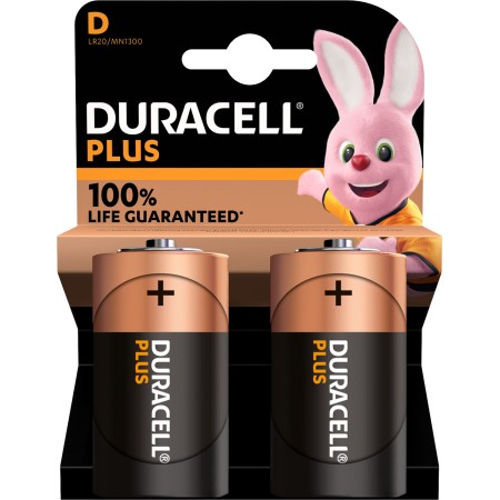 Duracell Alkaline D Plus Batteries 2pcs