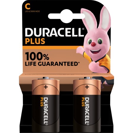 Duracell Alkaline C Plus Batteries, 2pcs