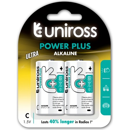 Uniross C Power Plus Alkaline Batteries 2 Pcs