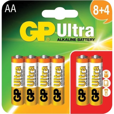 GP Ultra AA Alkaline Batteries 8+4 Pack