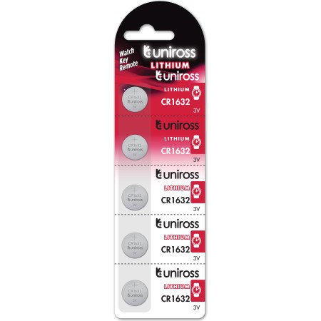 Uniross CR1632 Button Cell Battery 5-pack