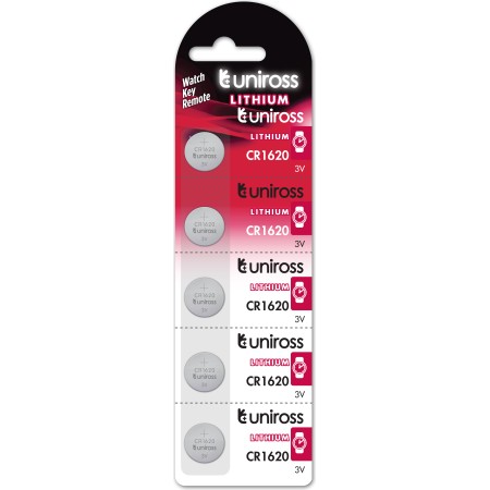 Uniross CR1620 Lithium Battery 5 Pack