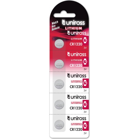 Uniross CR1220 Button Cell Battery 5 Pack