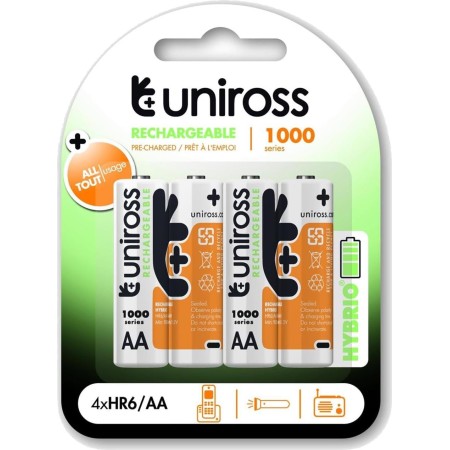 Uniross Rechargeable AA 1000 Hybrio Batteries