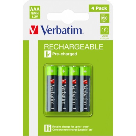 Verbatim Rechargeable AAA Batteries 4pcs