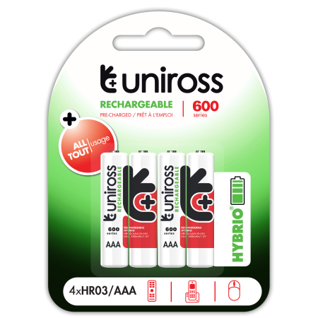 Uniross AAA 600 Hybrio Rechargeable Batteries