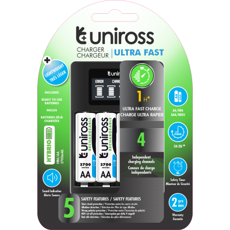 Uniross UCU005A Charger with AA NIMH Batteries