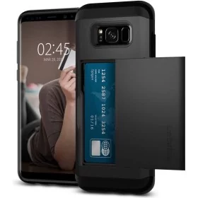 Introducing the Spigen Galaxy S8 Case Slim Armor CS Black, the ultimate phone protection solution with a touch of convenience.