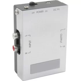 This handy little box will amplify the signal from a turntable, making it suitable for line level (AUX) input.
