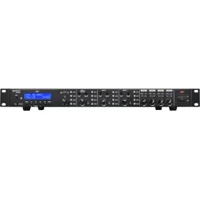 1U 19" rack-mountable quad amplifier with 4 input channels and 4 independent speaker outputs.