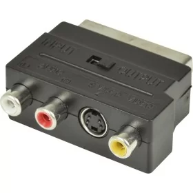 Scart to RCA and S-Video switchable adaptor suitable for connecting equipment with RCA or S-Video outputs to the Scart input on 