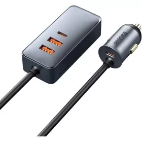 Introducing the Baseus CCBT-A0G Multi Port USBA USBC Car Charger with Extension Cord – the ultimate solution to all your chargin