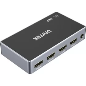 Introducing the innovative Unitek V1109A 4K HDMI Splitter 1 In-4 Out in a sleek black/space grey design.